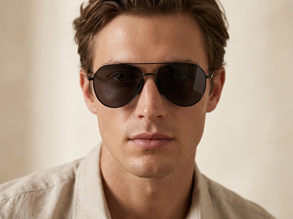 Aviator Black Metal Sunglasses #BS0824-0169