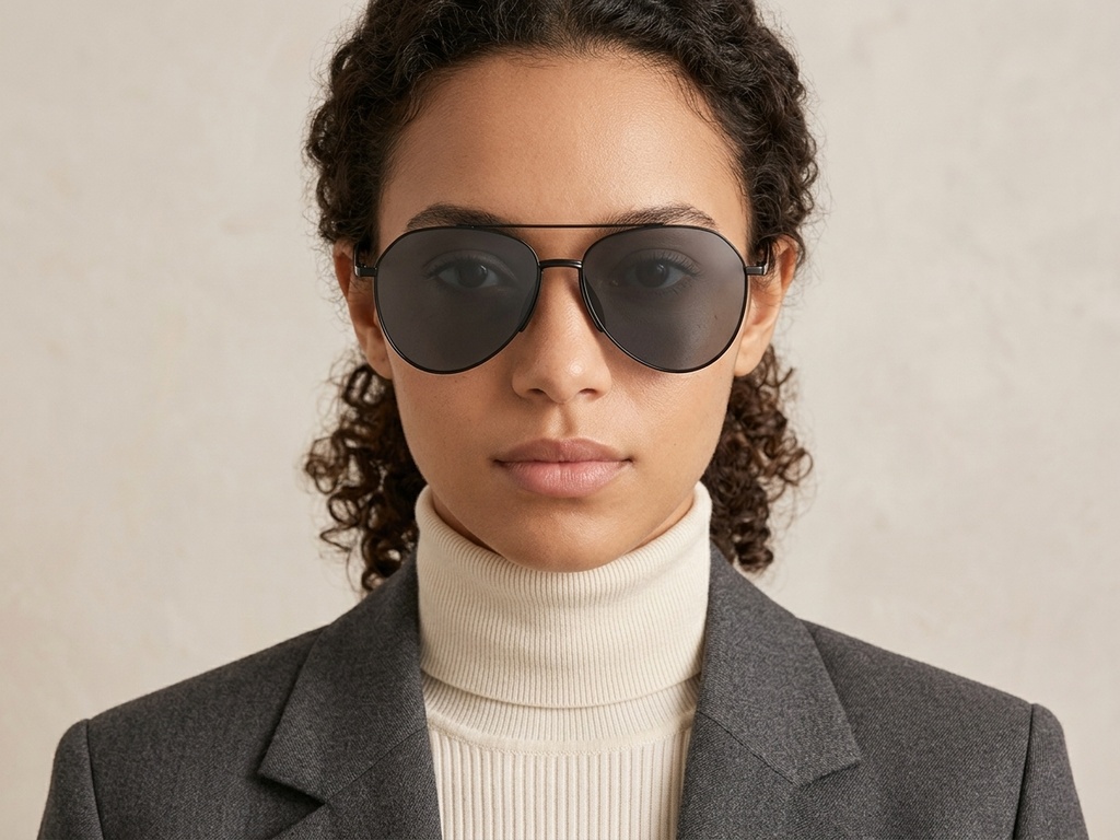 BS0824-0172_Black_Aviator_Metal_sunglasses-tryon_female