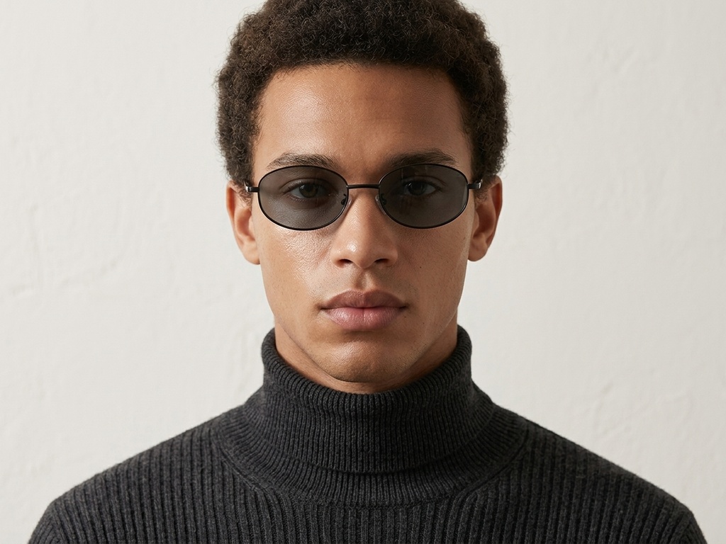 BS0824-0179_Black_Oval_Metal_sunglasses-tryon_male