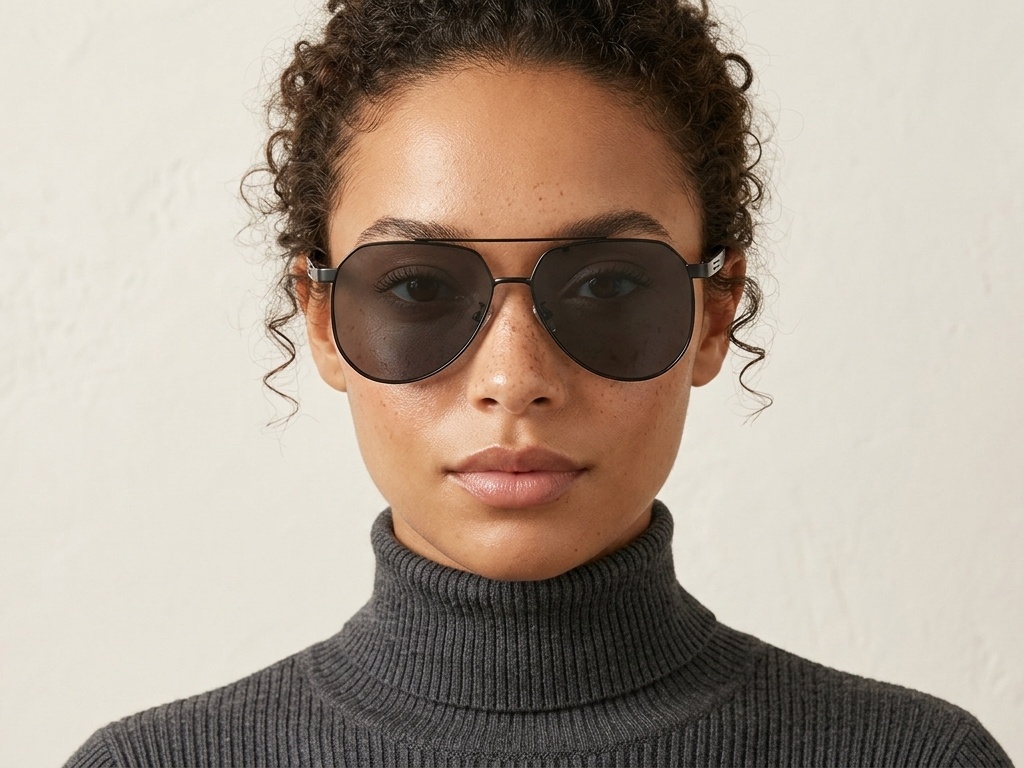 BS0824-0263_Black_Aviator_Metal_sunglasses-tryon_female
