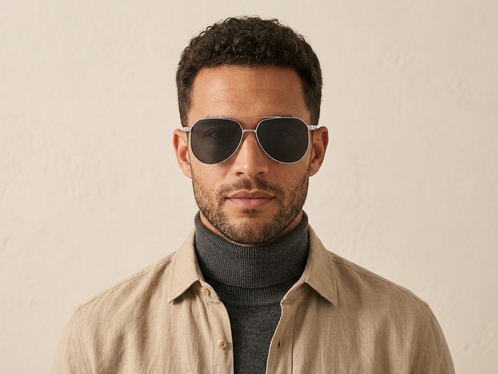 BS0824-0265_Silver_Aviator_Metal_sunglasses-tryon_male