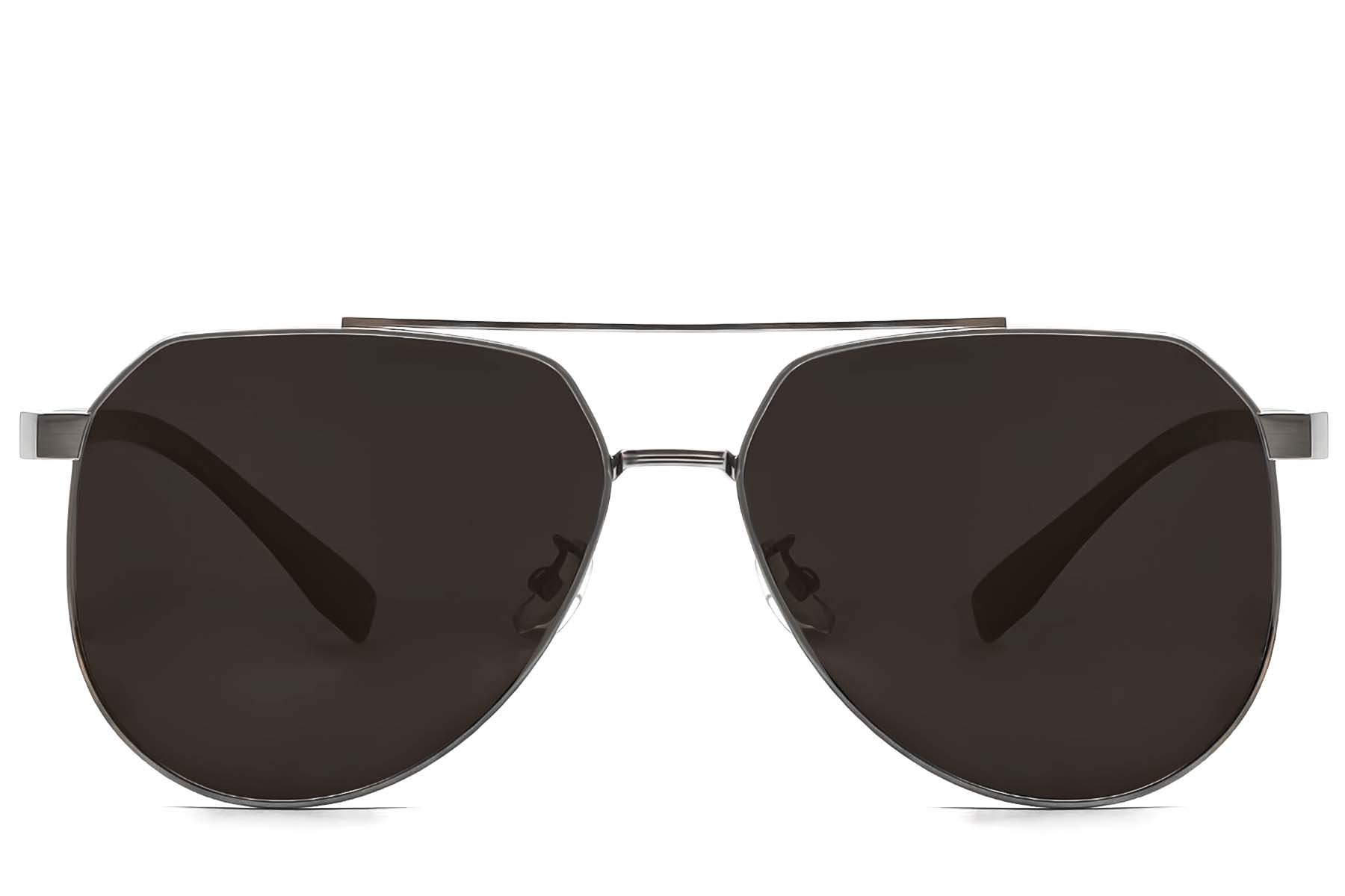 BS0824-0266_Grey_Aviator_Metal_sunglasses_front