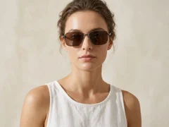 Rechteckige graue Metall-Sonnenbrille #BS0824-0271