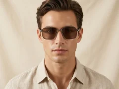 Rechteckige graue Metall-Sonnenbrille #BS0824-0271