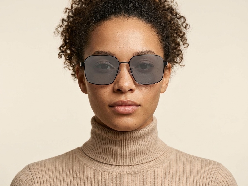 BS0824-0274_Black_Geometric_Metal_sunglasses-tryon_female