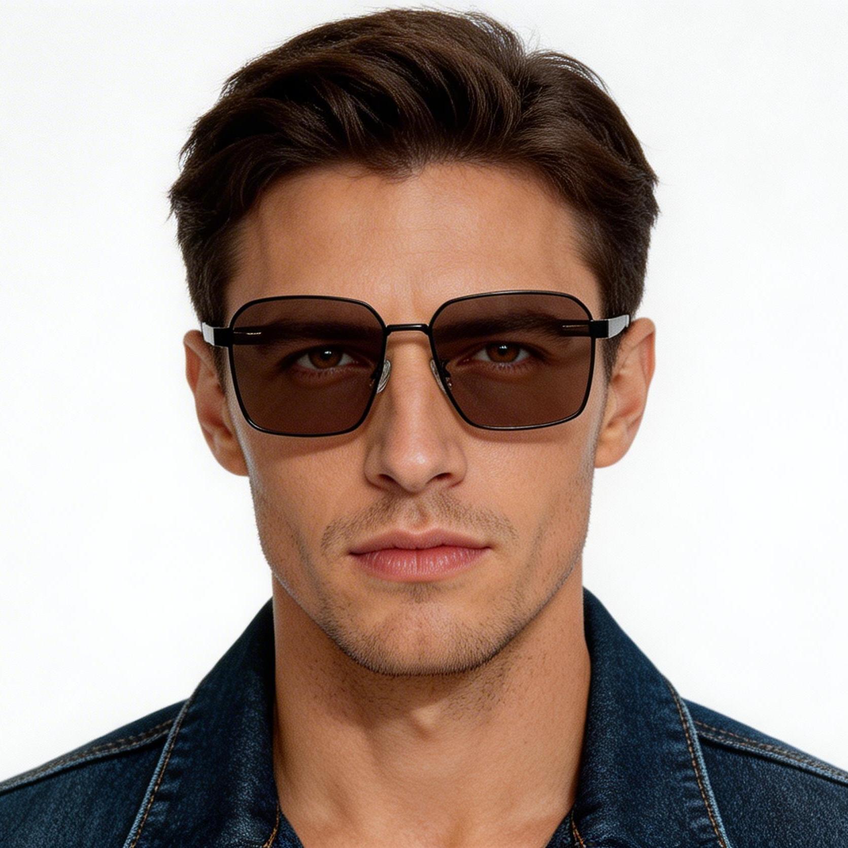 BS0824-0274_Black_Geometric_Metal_sunglasses_model