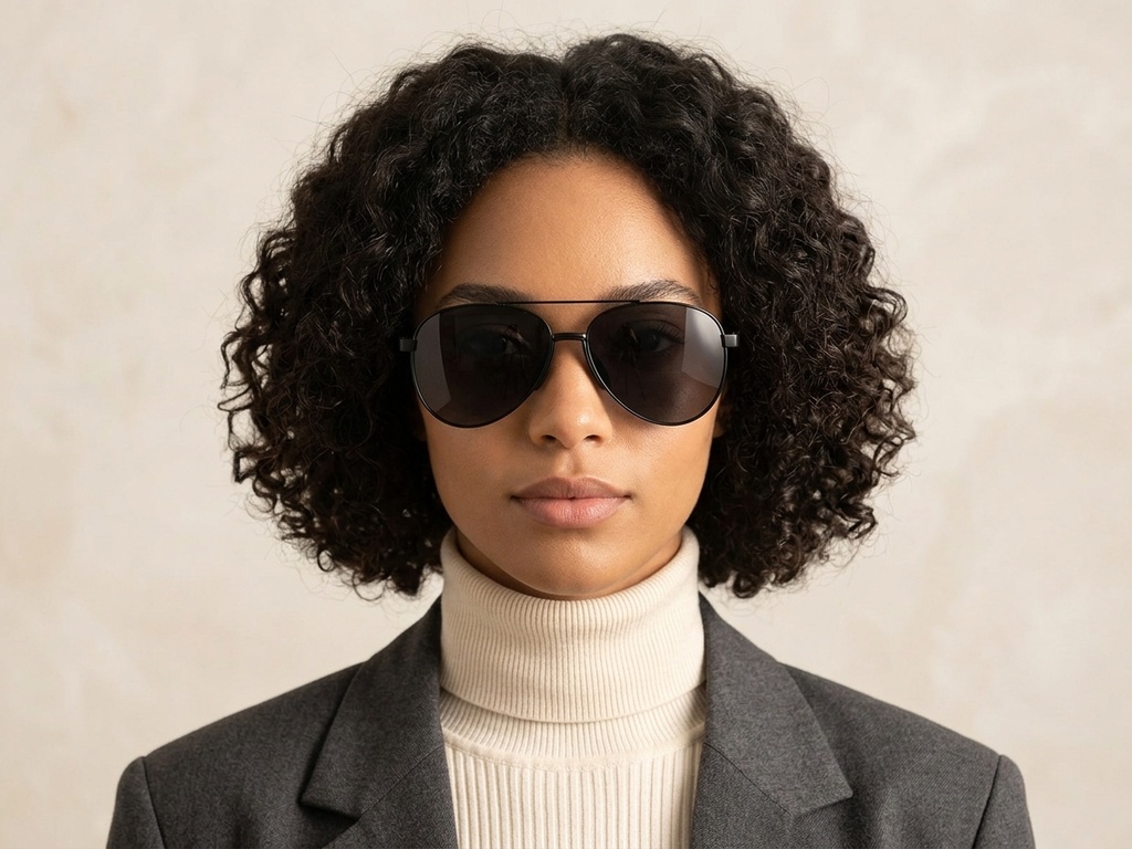 BS0824-0283_Black_Aviator_Metal_sunglasses-tryon_female