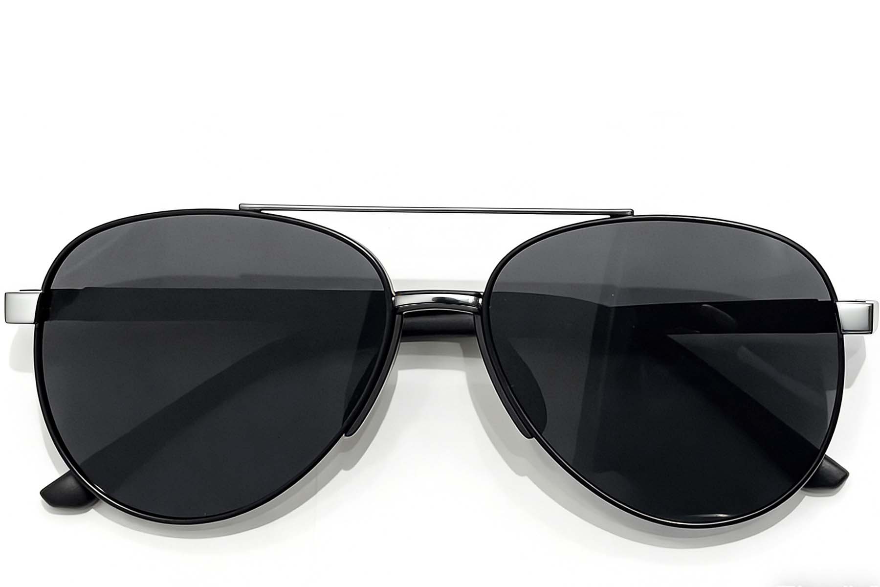 BS0824-0285_Black_Aviator_Metal_sunglasses_front