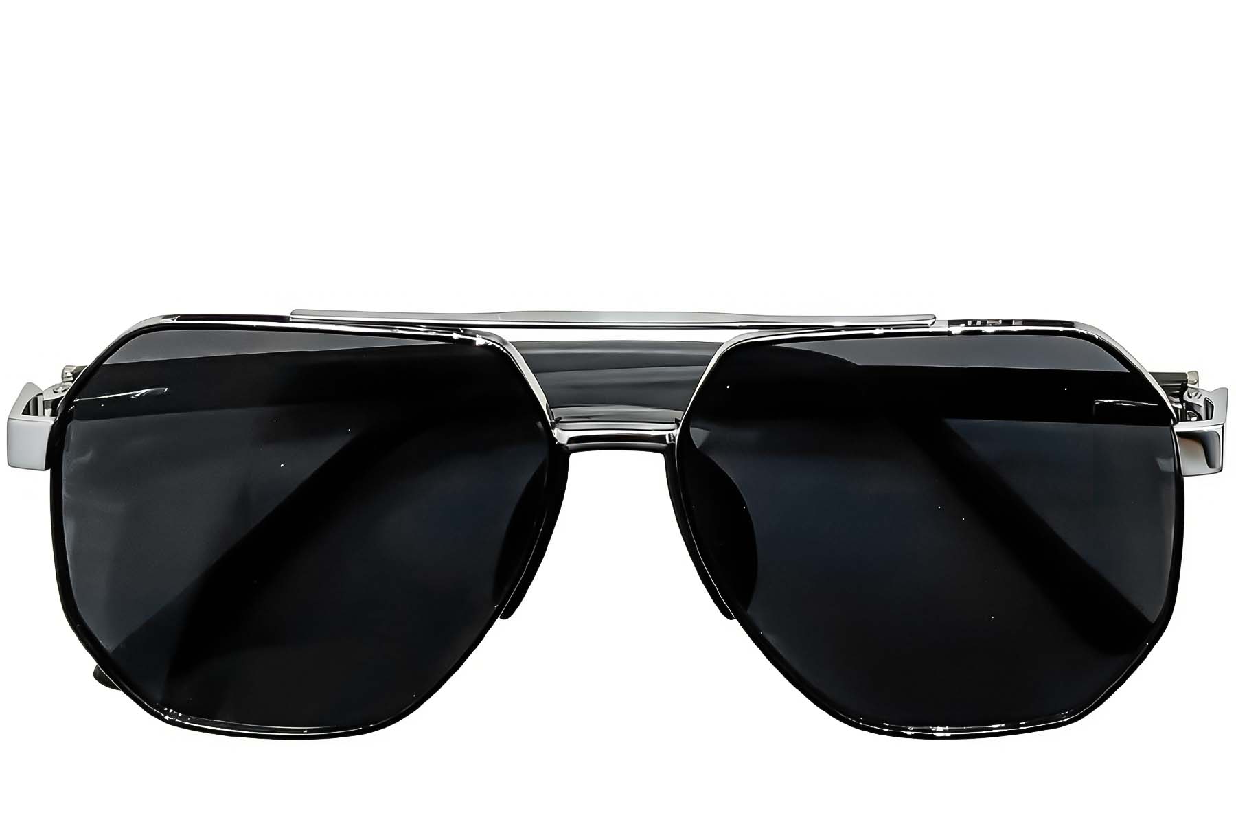 BS0824-0290_Black_Aviator_Metal_sunglasses_front
