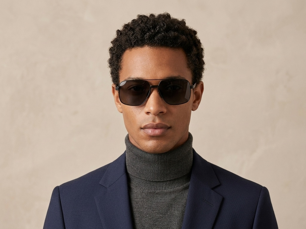 BS0824-0293_Black_Aviator_Metal_sunglasses-tryon_male