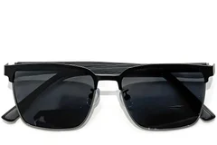 BS0824-0297_Grey_Semi-rimless_Metal_sunglasses_front