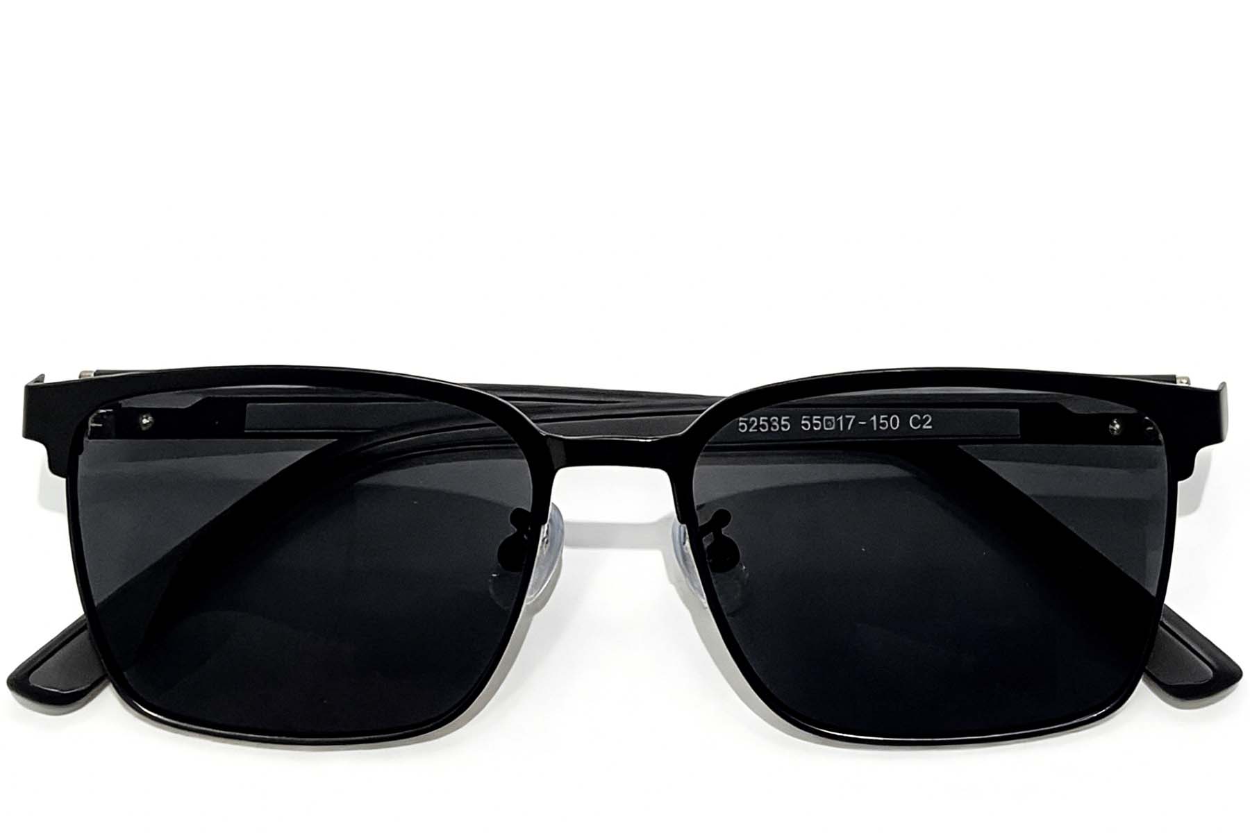 BS0824-0298_Black_Semi-rimless_Metal_sunglasses_front