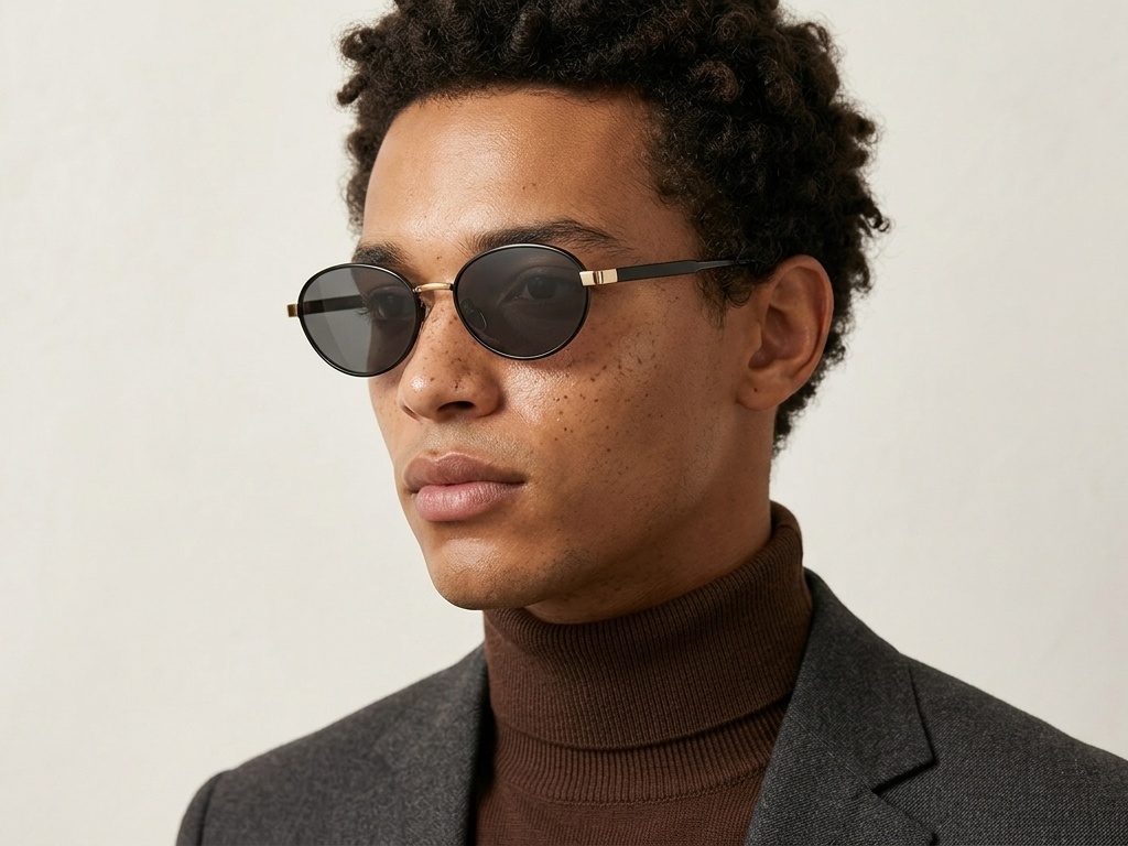 BS0824-0309_Black_Oval_Metal_sunglasses-tryon_male