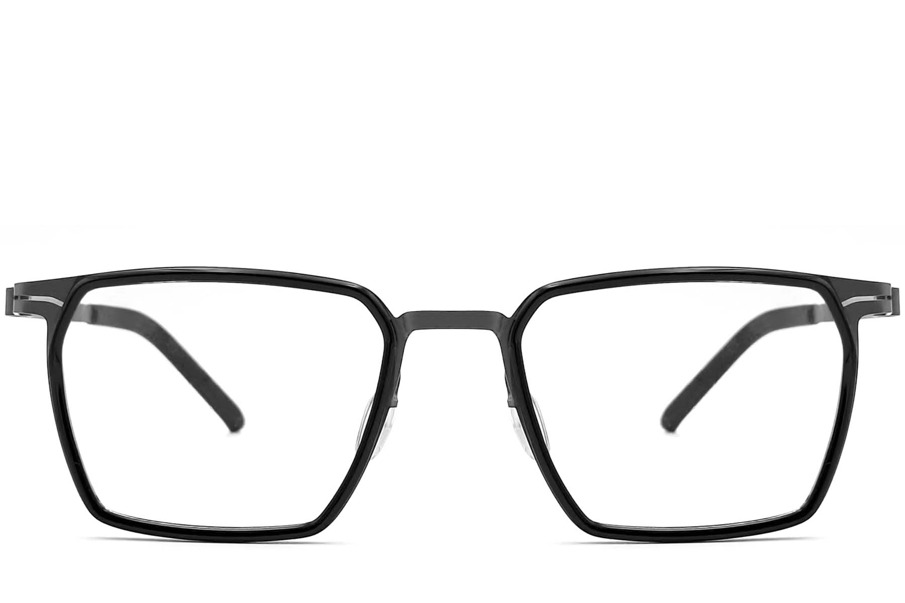 BS1013-0006_Black_Rectangular_Titanium_Glasses_front