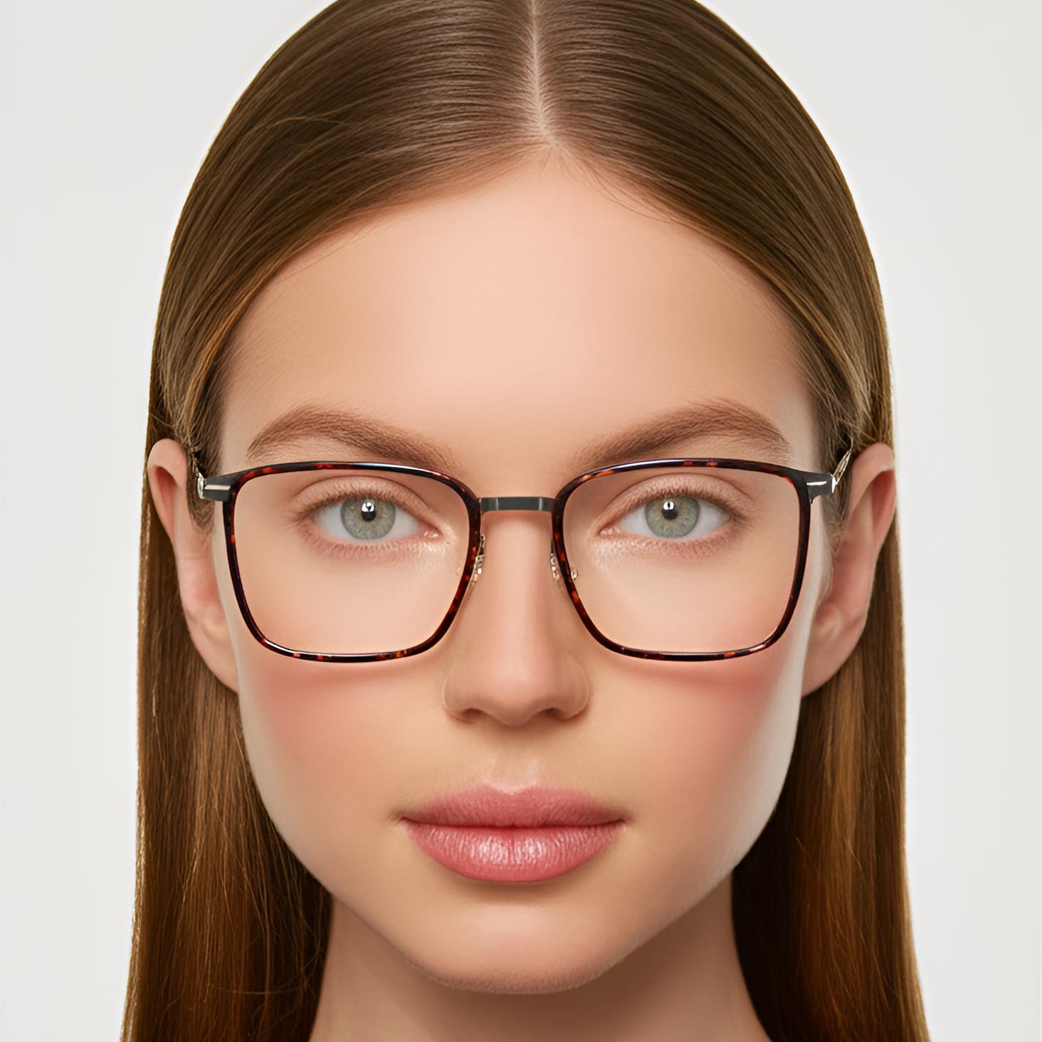 BS1013-0015_Tortoiseshell_Rectangular_Titanium_Glasses_model
