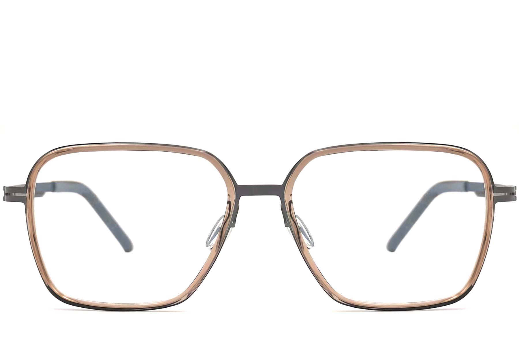 BS1013-0023_Brown_Rectangular_Titanium_Glasses_front