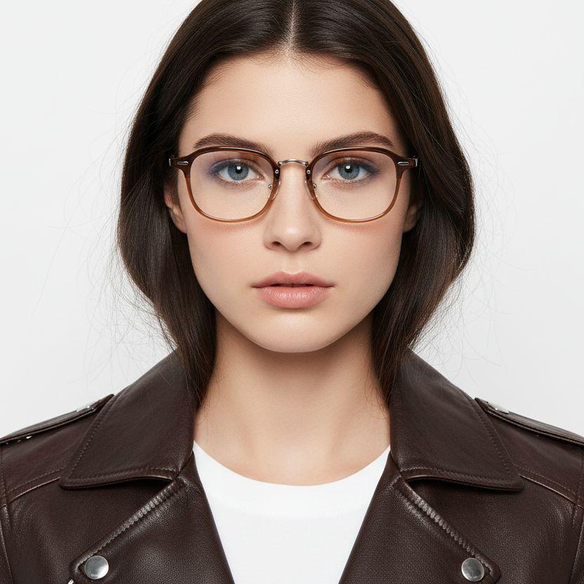 Lunettes rectangulaires marron TR90 #BS1025-0093