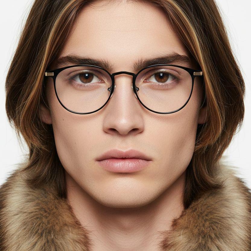 Lunettes ovales en métal doré #BS1025-0261