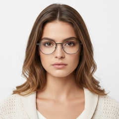 Lunettes géométriques en métal gris #BS1025-0289