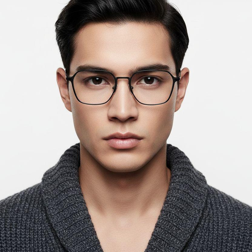 Gafas geométricas de metal negro #BS1025-0311