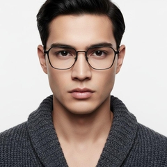 Gafas geométricas de metal negro #BS1025-0311