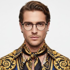 Gafas geométricas de metal negro #BS1025-0318