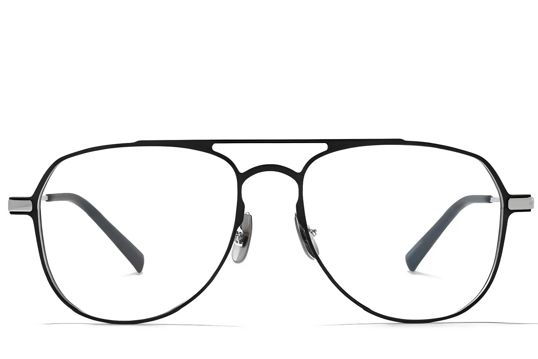 BS1025-0327_Silver_Aviator_Metal_Glasses_front