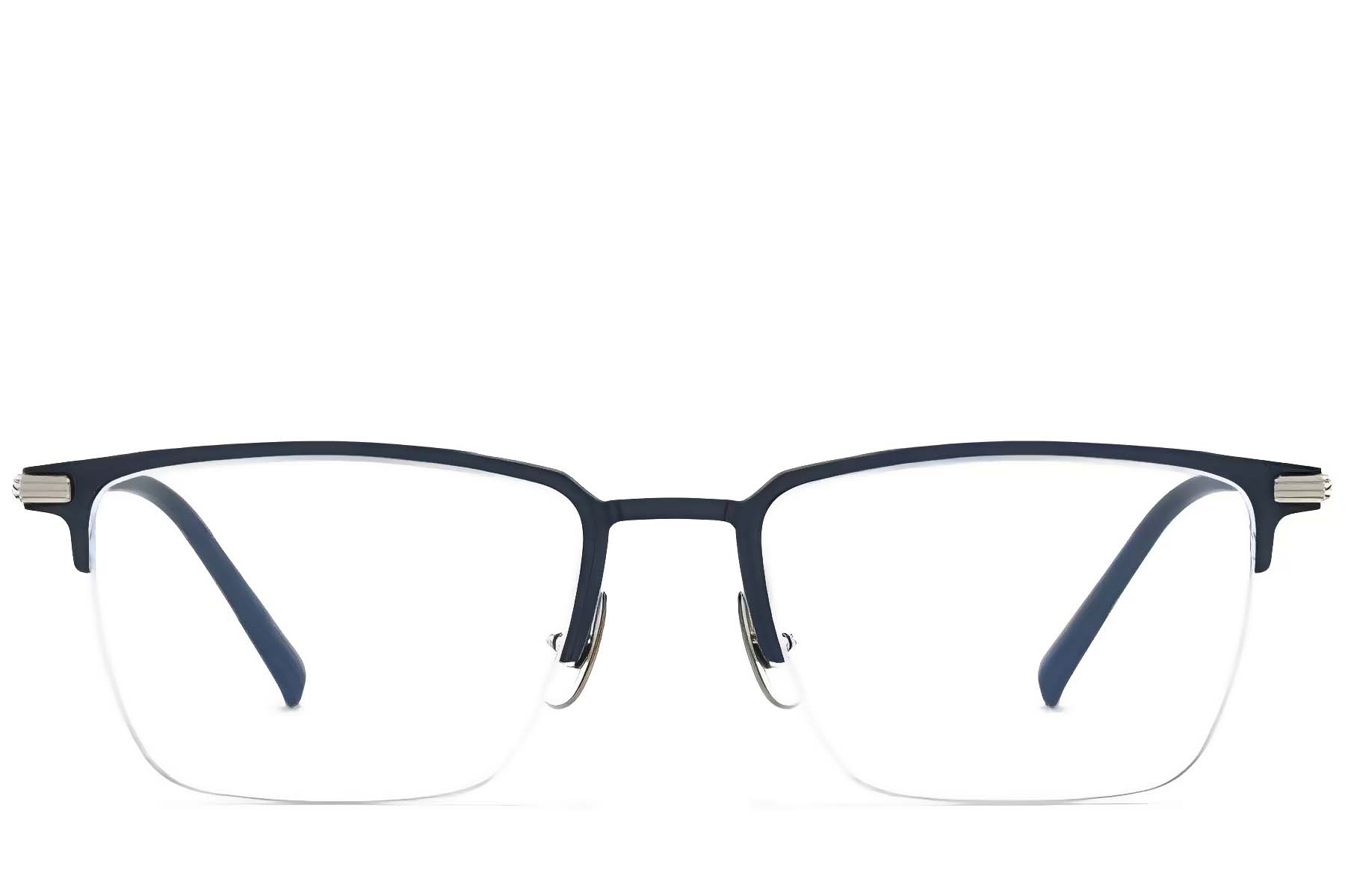 BS1025-0329_Blue_Semi-rimless_Metal_Glasses_front