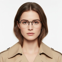Semi-rimless Black Metal Glasses #BS1025-0336