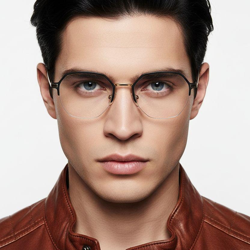 bs1025-0337_golden_semi-rimless_metal_glasses_model