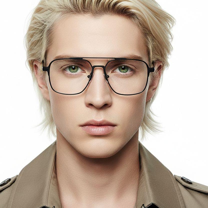 Gafas de metal gris aviador #BS1025-0342