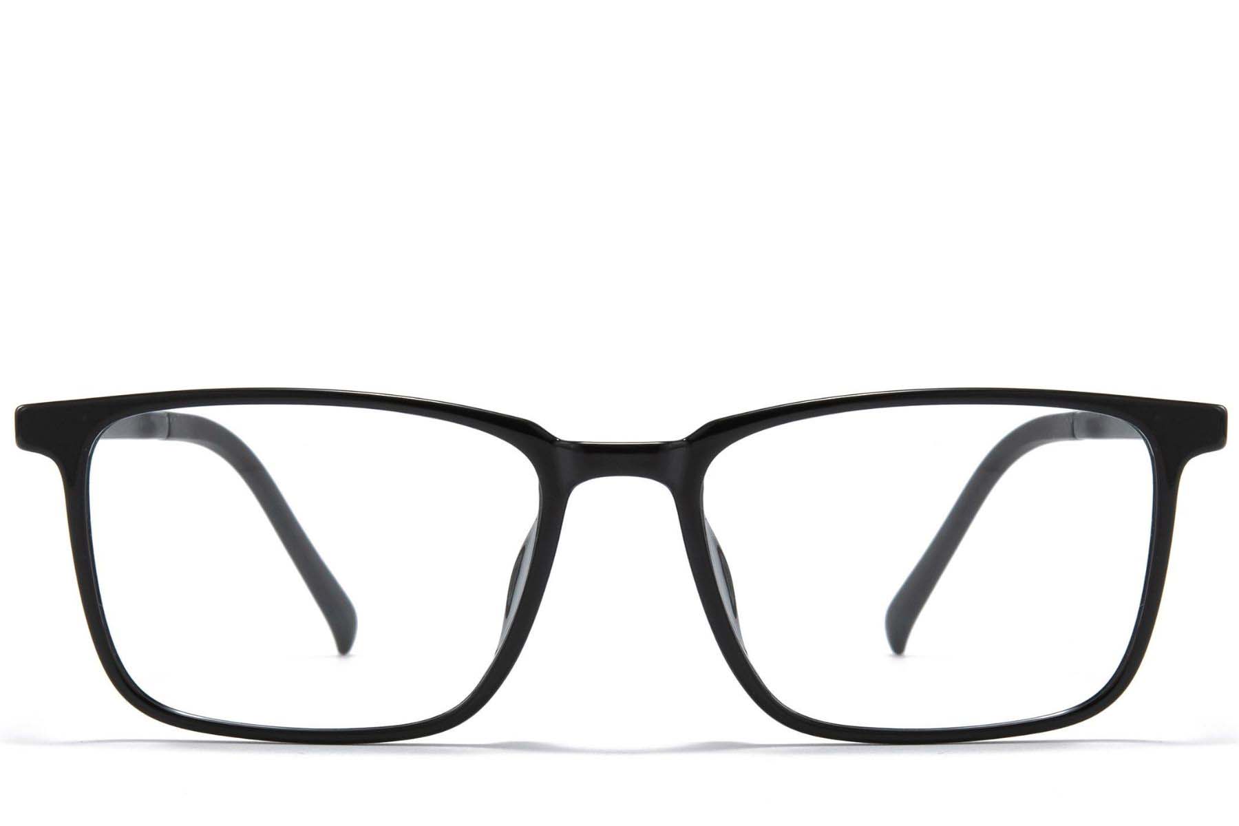 BS1025-0351_Black_Rectangular_TR90_Glasses_front