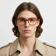 Lunettes rectangulaires orange TR90 #BS1025-0373