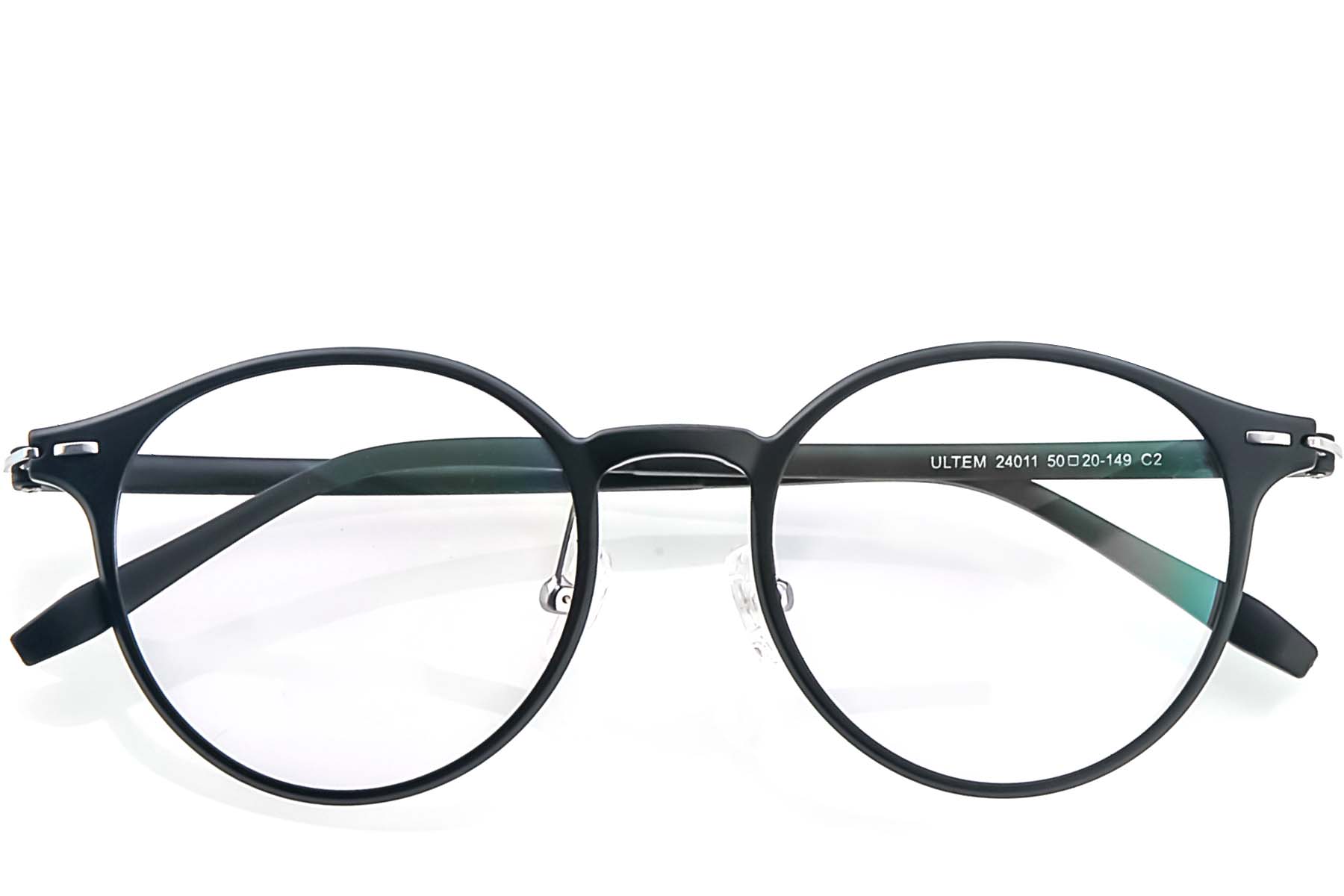 BS1025-0390_Black_Oval_Ultem_Glasses_front