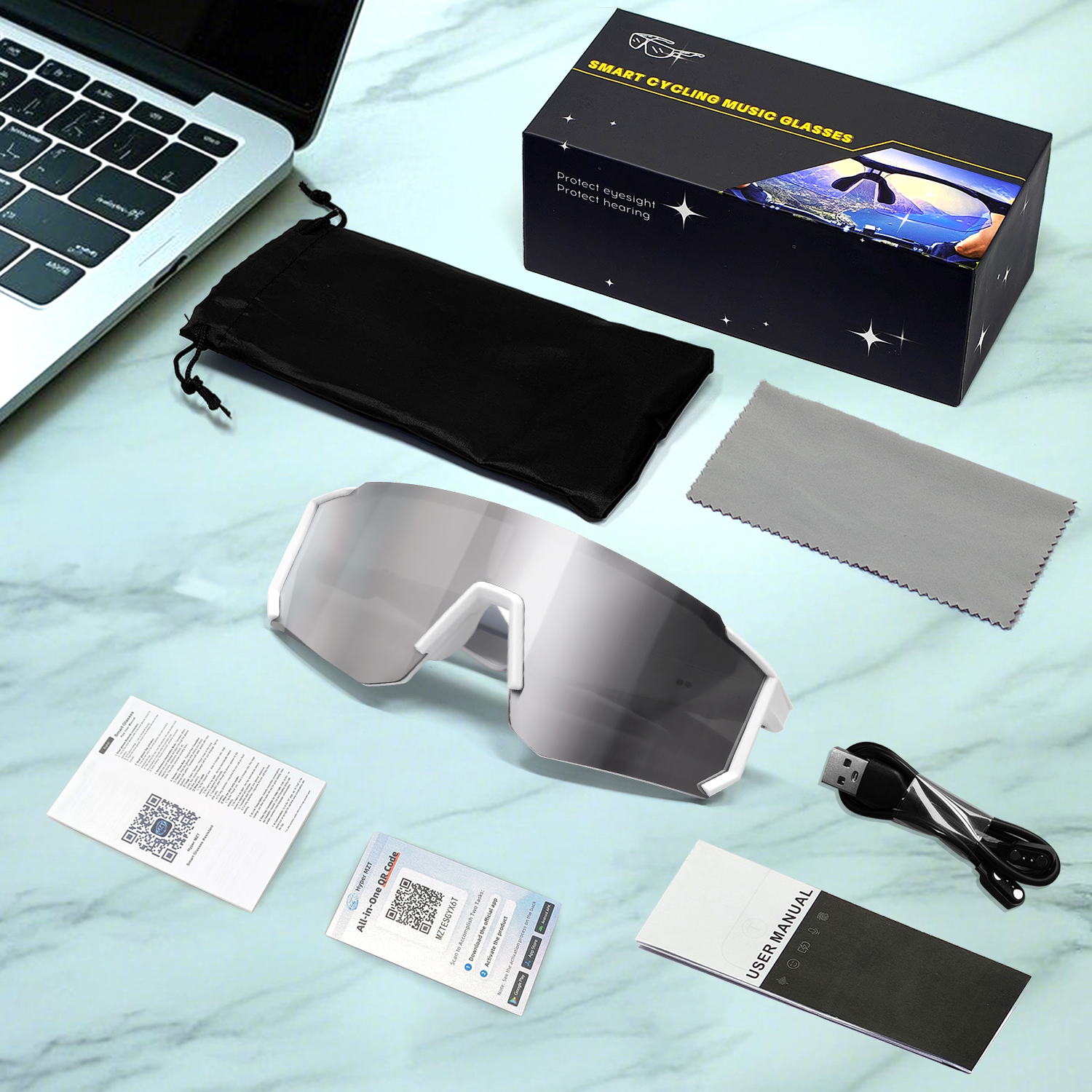 BS1611-0001_Silver_Irregular_Plastic_QY_Pro1_smart_sport_sunglasses_packaging