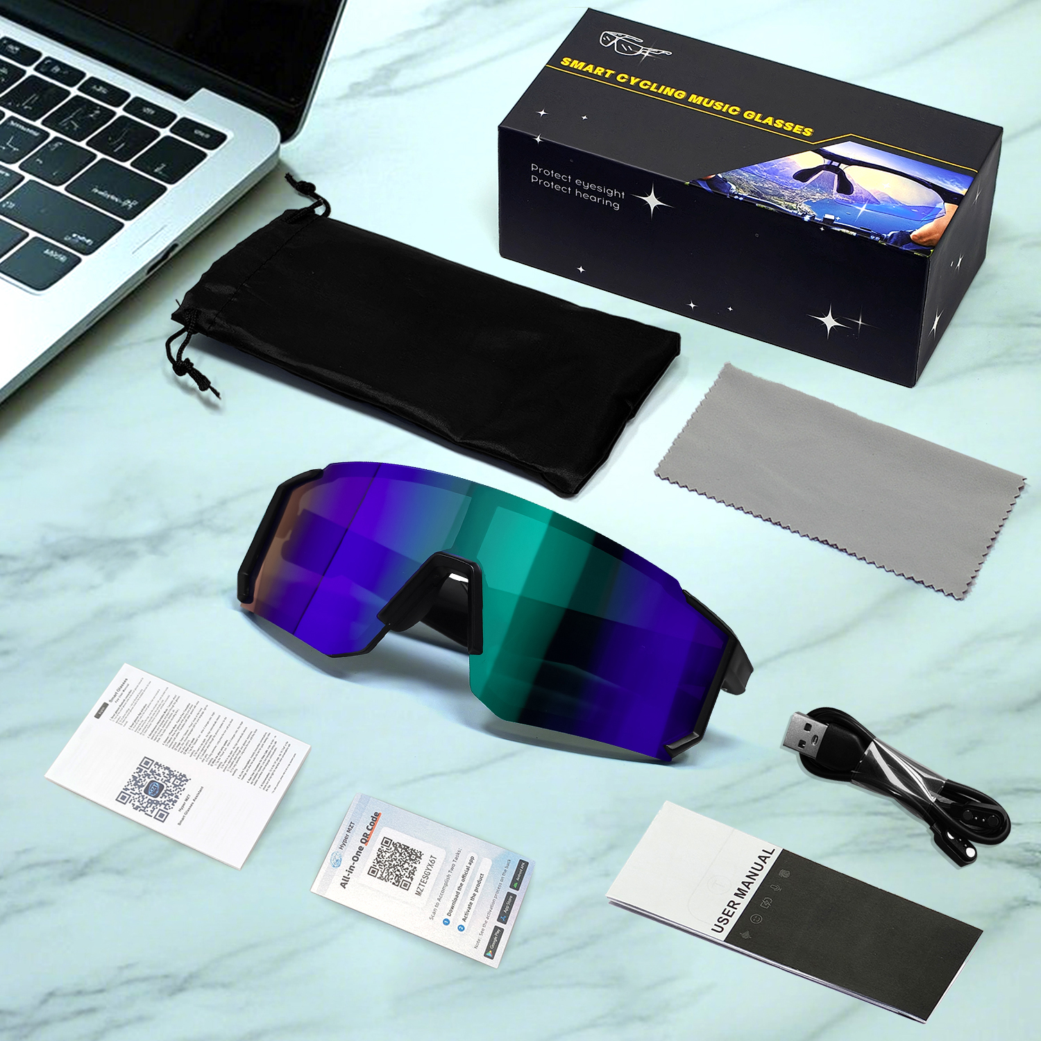 BS1611-0005_Blue_Irregular_Plastic_QY_Pro1_smart_sport_sunglasses_packaging