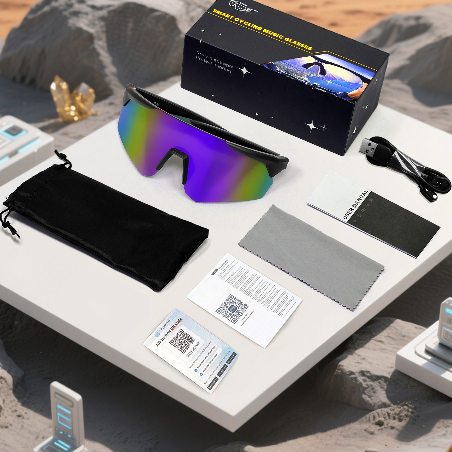 BS1611-0006_Purple_Irregular_Plastic_QY_Pro2_smart_sport_sunglasses_packaging