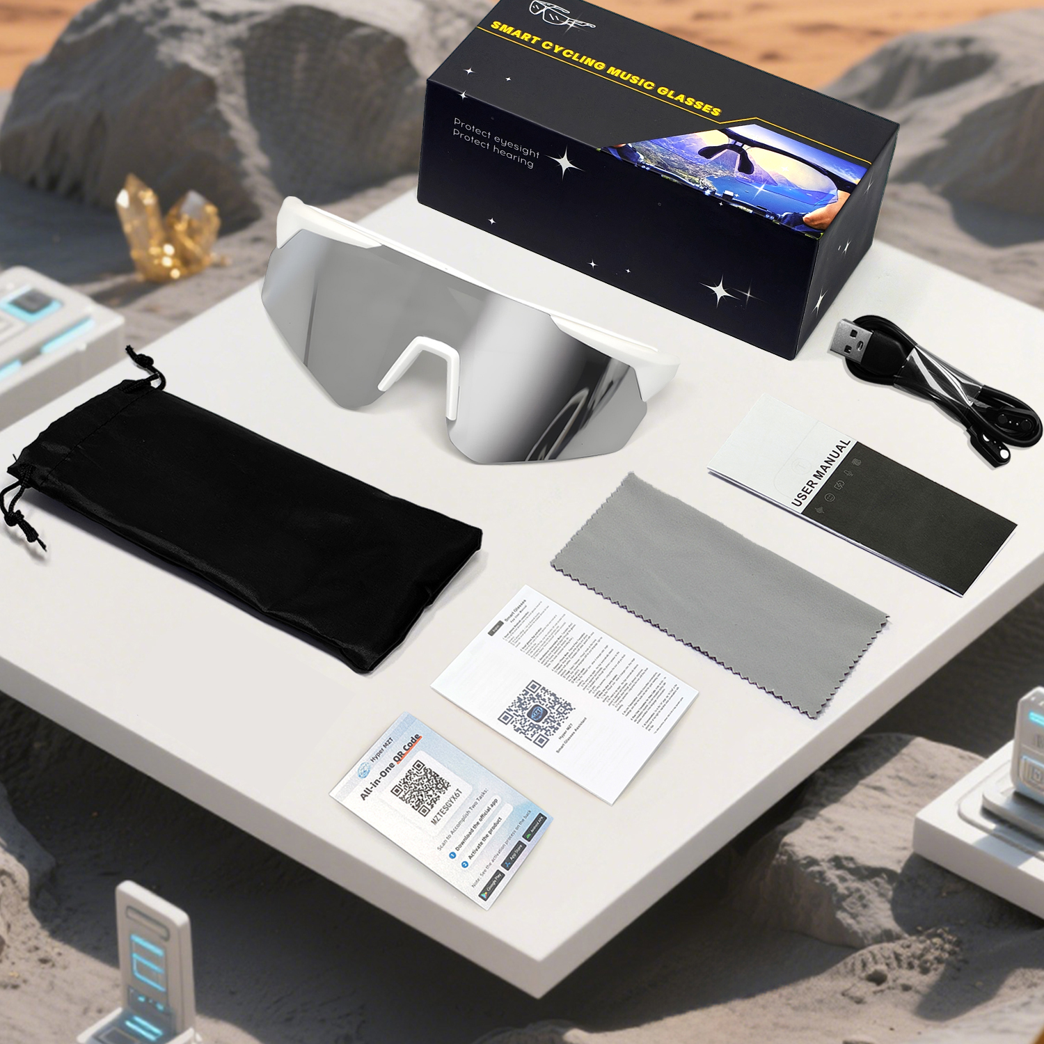 BS1611-0007_Silver_Irregular_Plastic_QY_Pro2_smart_sport_sunglasses_packaging