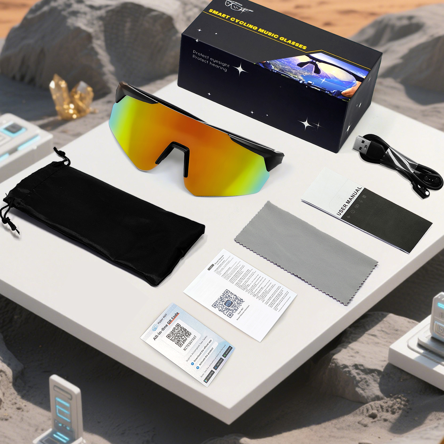 BS1611-0009_Orange_Irregular_Plastic_QY_Pro2_smart_sport_sunglasses_packaging