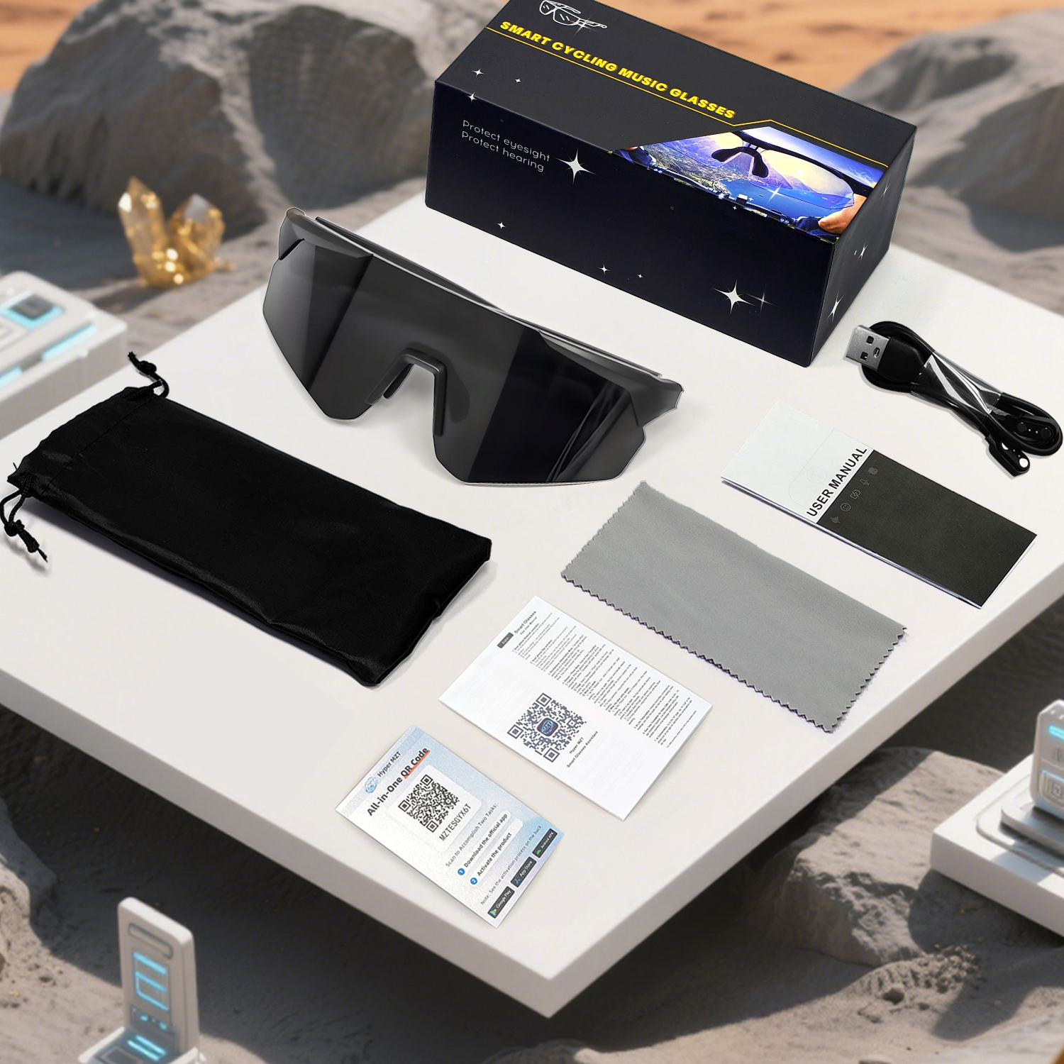 BS1611-0010_Black_Irregular_Plastic_QY_Pro2_smart_sport_sunglasses_packaging