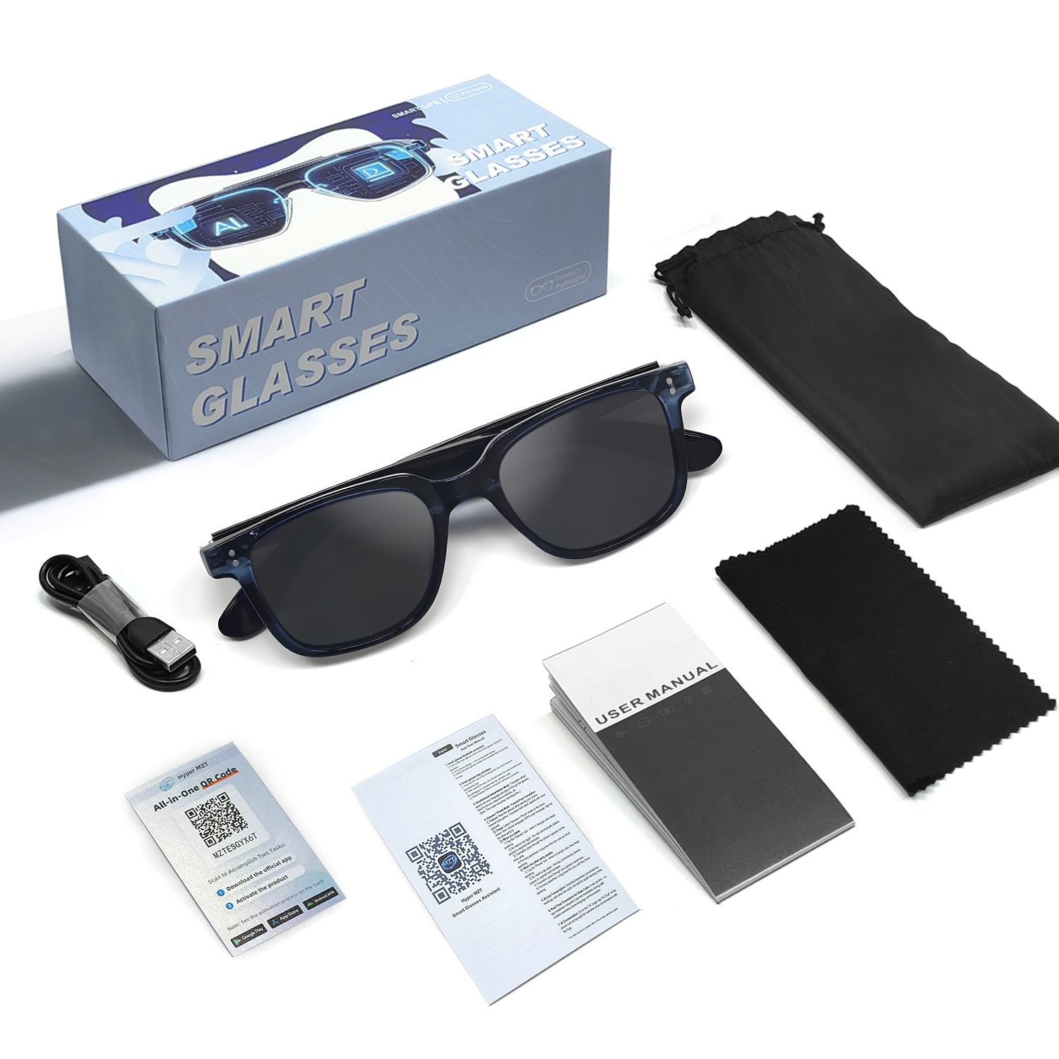 BS1611-0036_GT-51_Blue_Rectangular_Plastic_Sunglasses_packaging