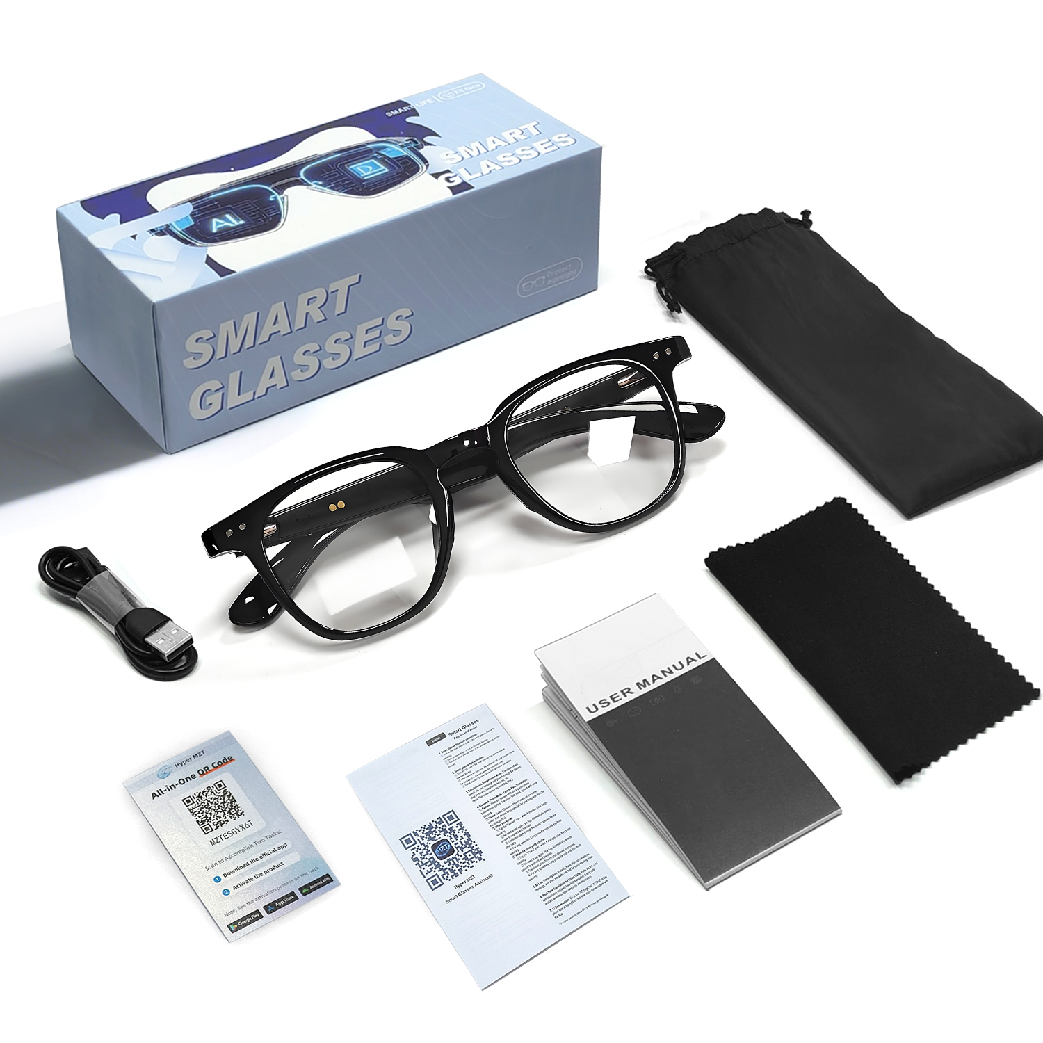 BS1611-0039_GT-52_Black_Rectangular_Plastic_Glasses_packaging