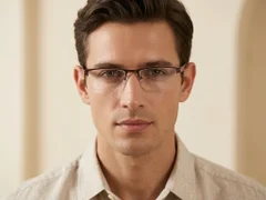 Semi-rimless Brown Metal Glasses #BS1620-0005