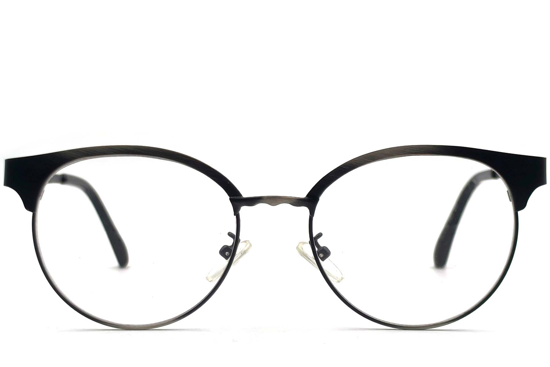 BS1620-0028_Black_Semi-rimless_Metal_Glasses_front