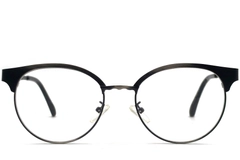 BS1620-0028_Black_Semi-rimless_Metal_Glasses_front