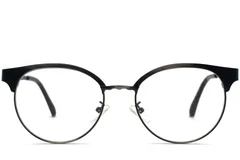 BS1620-0028_Black_Semi-rimless_Metal_Glasses_front