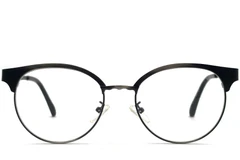 BS1620-0028_Black_Semi-rimless_Metal_Glasses_front