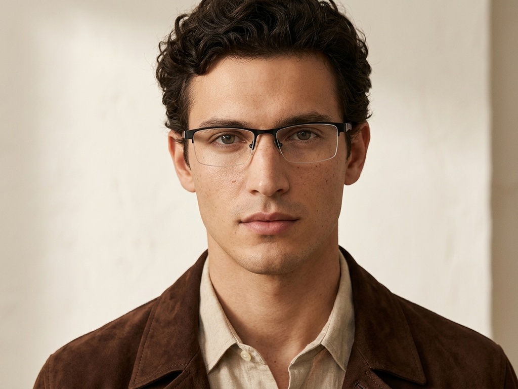 BS1620-0082_Black_Semi-rimless_Metal_Glasses-tryon_male