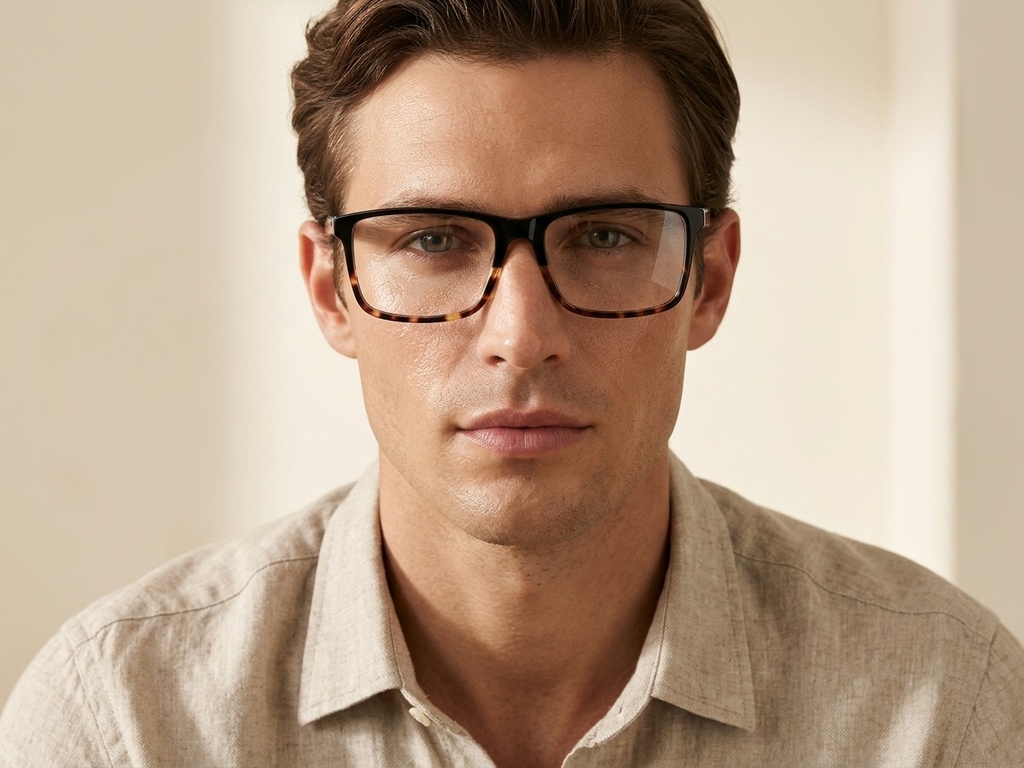Rectangular Tortoiseshell Acetate Glasses #BS1902-0023