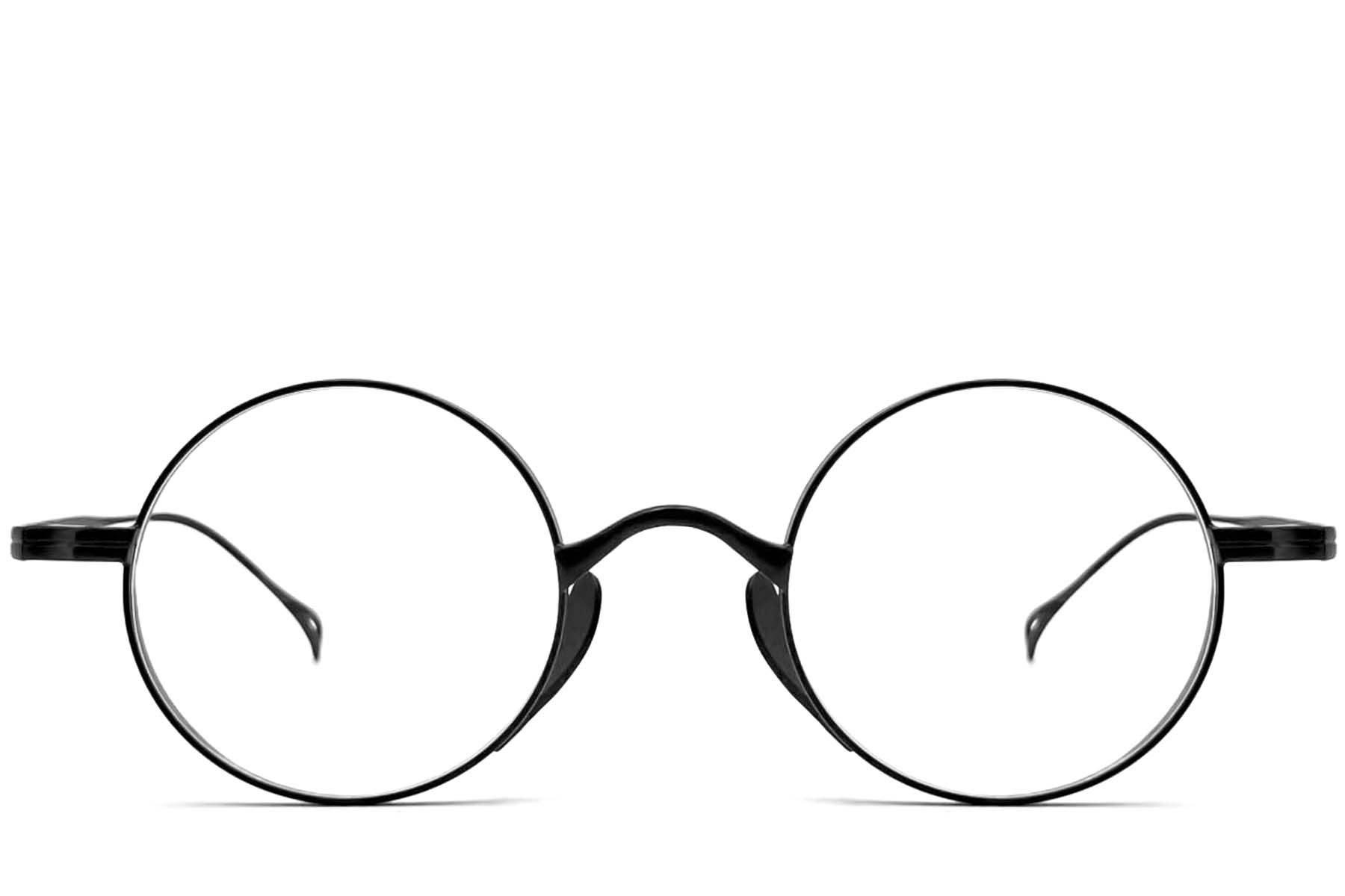 BS1913-0005_Black_Oval_Metal_Glasses_front